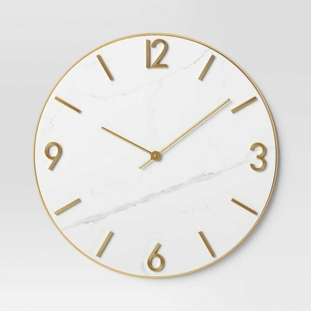 Threshold - 26" Faux Marble Finished in Polished Brass Wall Cl White